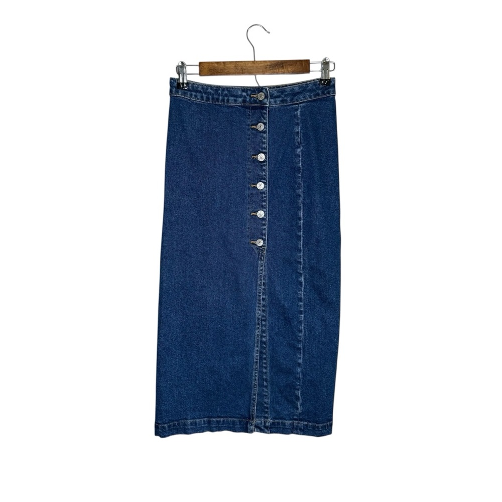 Free People Jasmine Buttoned Denim Midi Skirt - Picture 2 of 10